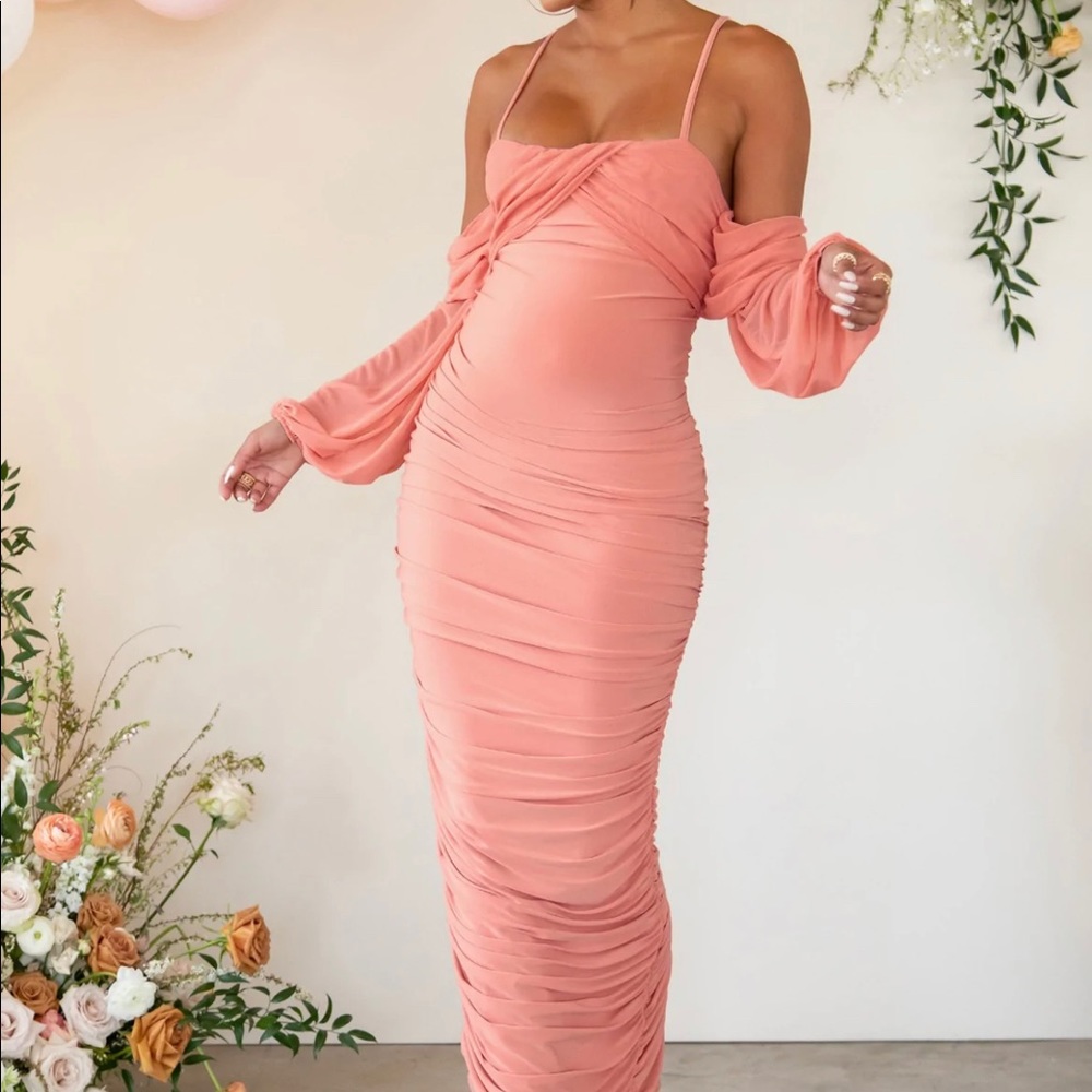 Club L London rose pink maternity maxi dress